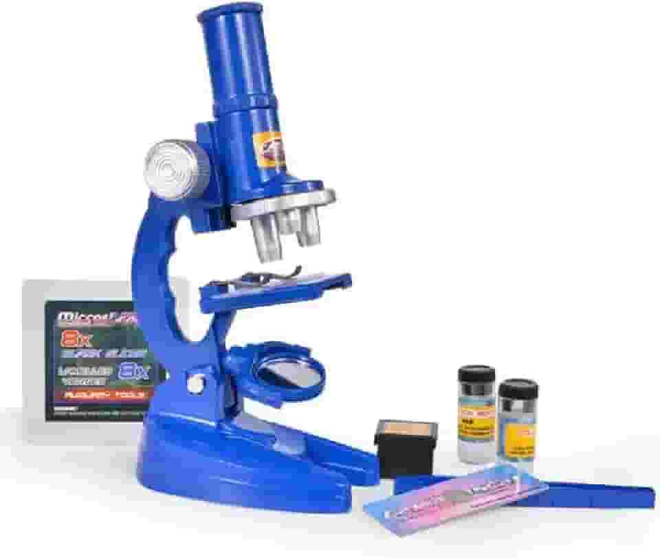 Microscópio Infantil Educativo, 450x LED, Kit Laboratório com Acessórios Escolares