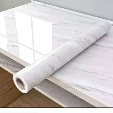 Papel de Parede Adesivo PVC, Estampa Mármore Branco, 5M x 60CM, Impermeável e Lavável, Fácil Remoção, Mude Seu Ambiente