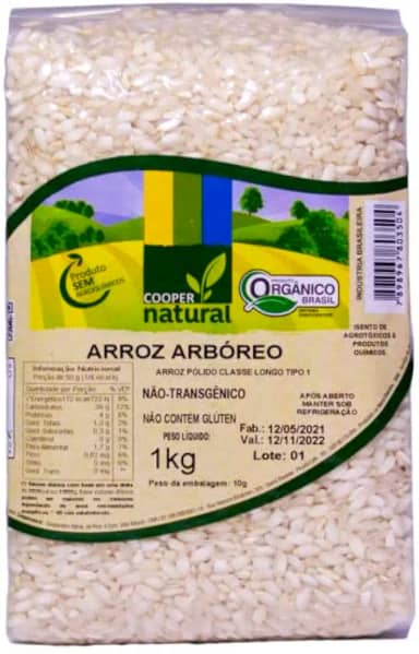 Arroz Arbóreo Polido Orgânico Coopernatural 1kg