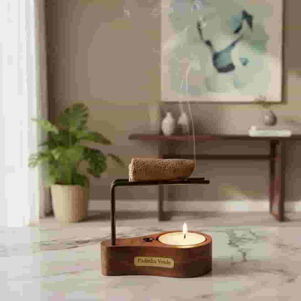 Incensário Suporte Palo Santo 1 vela1 palo Santo Power Proteção Limpeza Energética Descarrego Incenso Natural