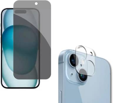 Película De Vidro Privacidade 3D Anti Spy Tela Toda Para iPhone + Película Lente de Câmera (iPhone 15)