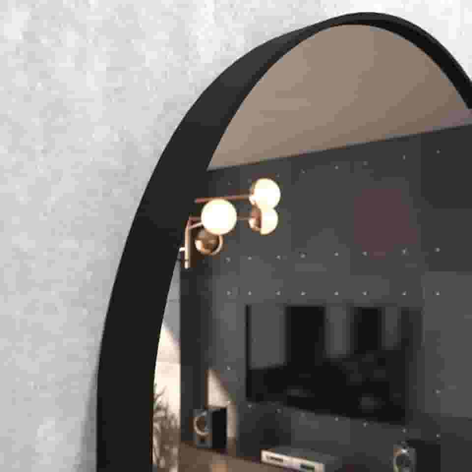 Espelho de Corpo Inteiro Oval 110x50cm - Moldura em Alumínio Resistente, Inclinação Ajustável 15-45°(OVAL PRETO)