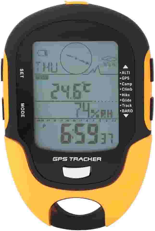 Navegação GPS portátil para caminhantes, receptor de navegação GPS, portátil, recarregável, altímetro digital, barômetro, termômetro LCD com lanterna de LED para cames, caminhadas, escaladas, esportes