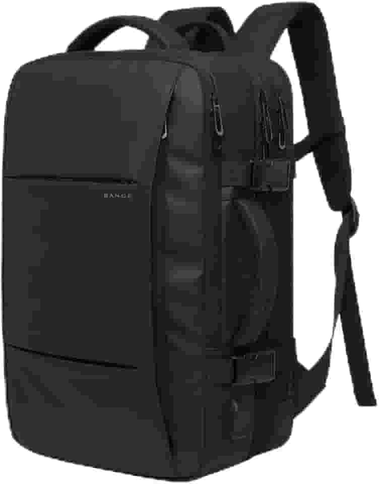 BANGE Mochila Executiva Expansível para Notebook de Até 17.3 Polegadas Bagagem de Mão para Viagens Impermeável Entrada USB para Carregador Portátil Design Discreto - Preta