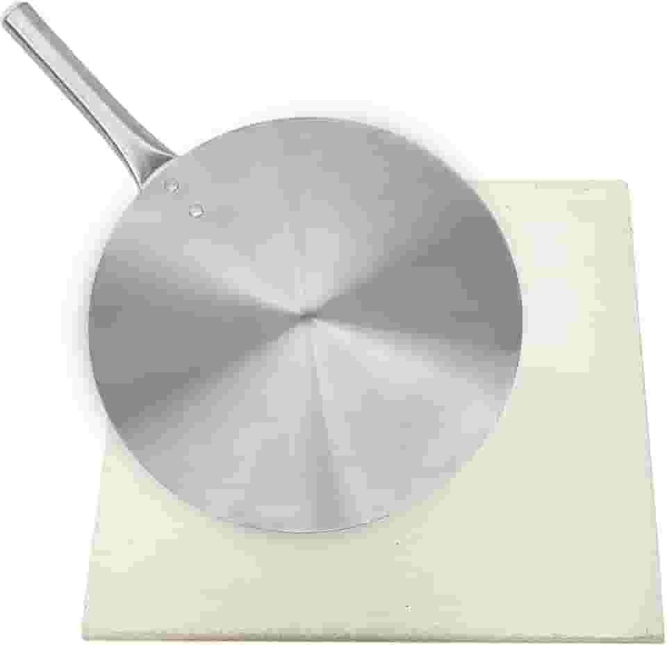 Pedra Refratária 40x40cm Quadrada + Pá de Alumínio 35cm para Pizza Forno Churrasqueira