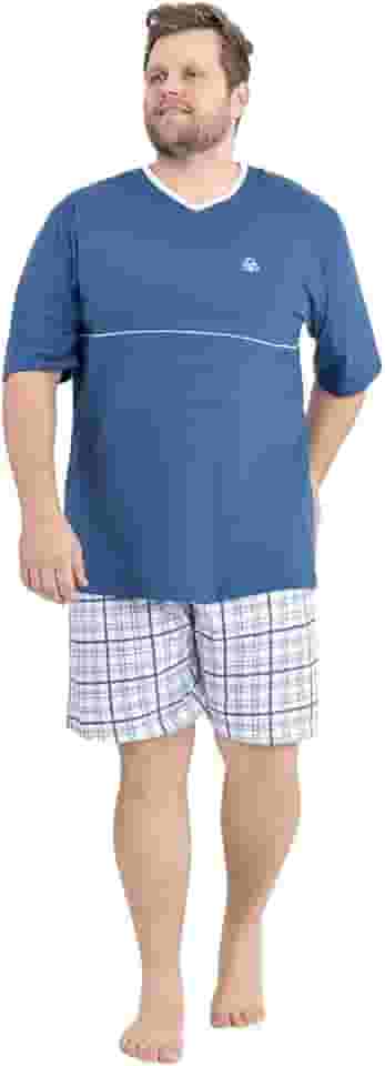 Pijama Masculino Plus Size de Algodão 100%, Linha Primavera/Verão