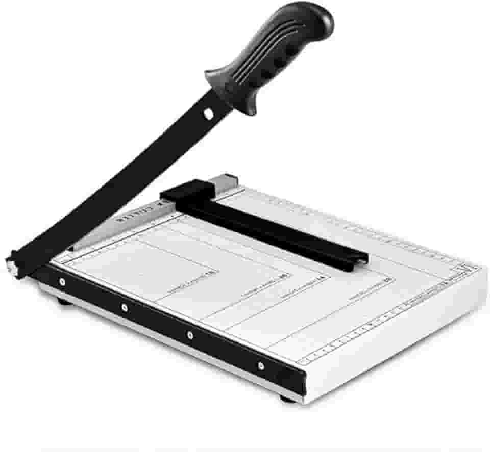 Guilhotina Cortador de Papel Base de Aço com Trava de Segurança | Corte Preciso até 12 Folhas | Aparador de Papel para Escritório, Escola, Home Office, Serviços Gráficos e Artesanato