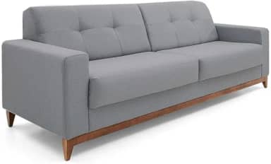 Sofá 4 Lugares Herval Safira, Linho Cinza Claro