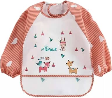 Babador Manga Longa Impermeável Cata Migalhas Animais Blw - Coelho Laranja