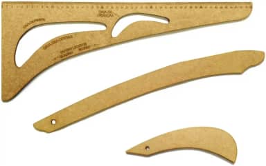 Kit Régua Conjunto Curva e Cavas Costura Profissional Modelagem 3 pçs