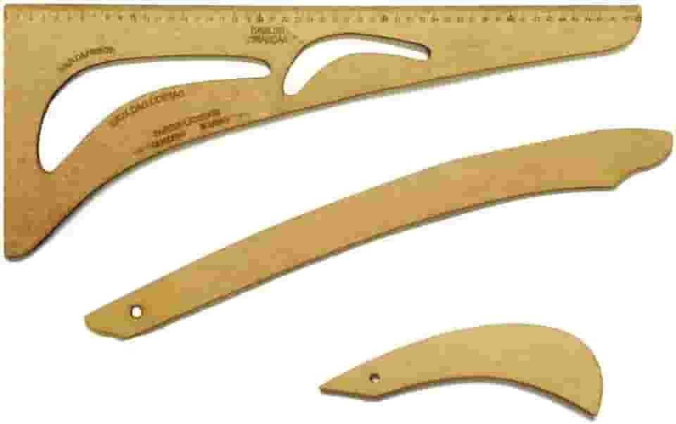 Kit Régua Conjunto Curva e Cavas Costura Profissional Modelagem 3 pçs