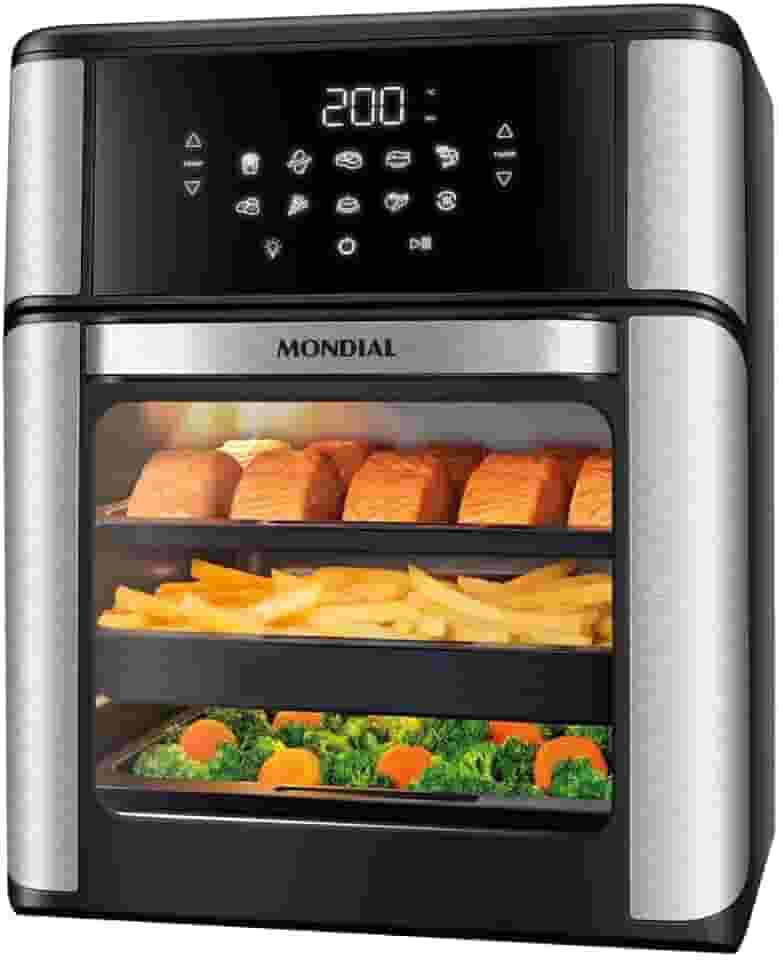 MONDIAL Fritadeira Air Fryer Forno Oven 12L, Preto/Inox, 2200W, 220V - AFON-12L-BI-BC