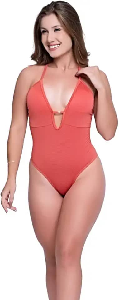 Maiô Engana Mamãe Decote Cavado Com Bojo Costas Nuas Calcinha Fio Duplo Ajuste Cruzado