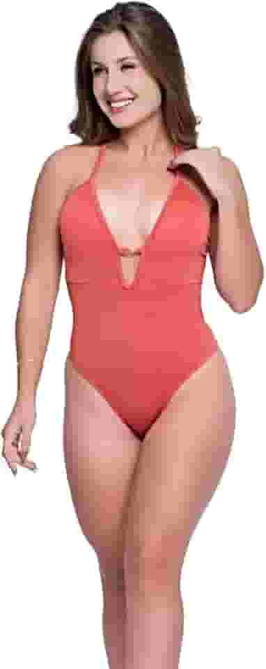 Maiô Engana Mamãe Decote Cavado Com Bojo Costas Nuas Calcinha Fio Duplo Ajuste Cruzado