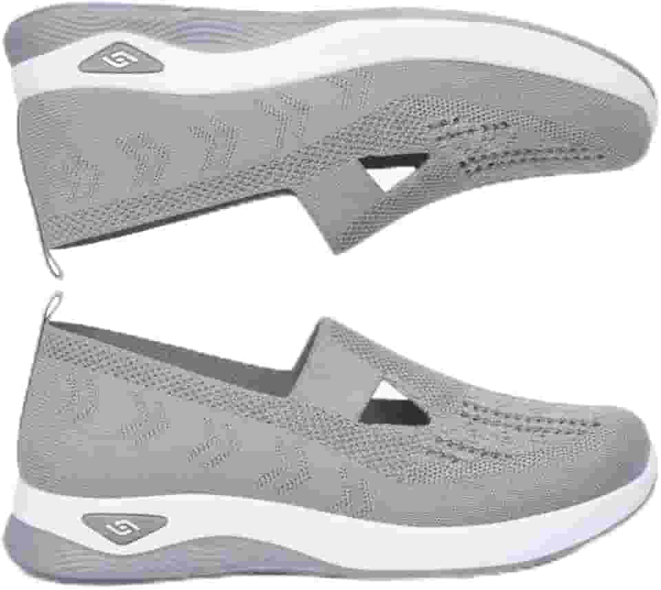 Tênis Ortopédico Feminino Confortável em Tecido Respirável, Suporte de Arco, Sola Macia, Para Caminhada e Corrida, CINZA (Nº 36 ao 39)
