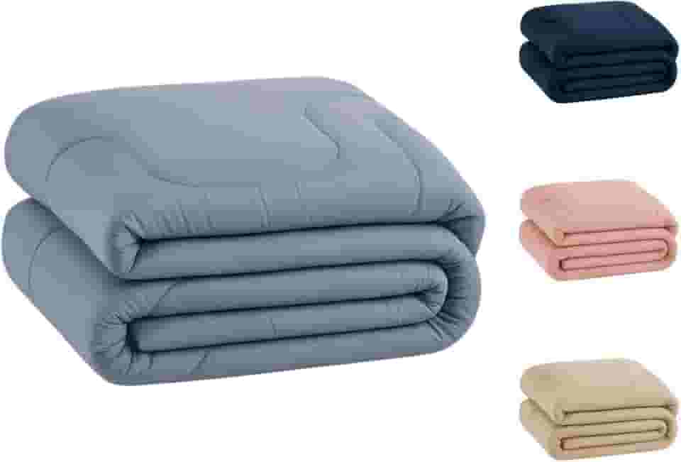 Edredom Percal 400 Fios Grosso Extra Macio Dupla Face Cobertor (Cinza, Queen)