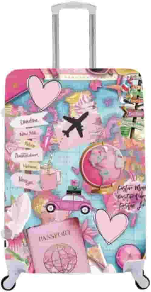 Capa de Mala Personalizada Mapas Mundi Estilo e Proteção Para Suas Viagens Bagagem (P - M - G) (1, G- Até 82 C)