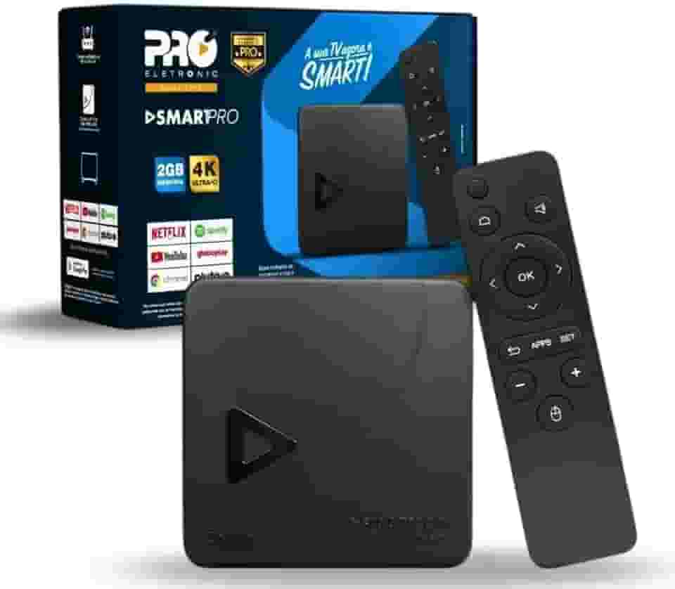 Smart Box Android Proeletronic PROSB-3000, 4K Ultra HD, Android 10, 2GB RAM, 16GB Armazenamento, Wi-Fi, HDMI