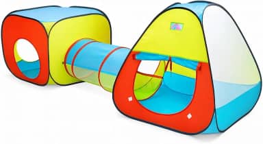Tenda Toca Túnel Barraca Colorida Infantil para Menina e Menino Cabana e Casinha para Uso Interno e Ar Livre (3x1 - Colorida) - MJ BRANDS