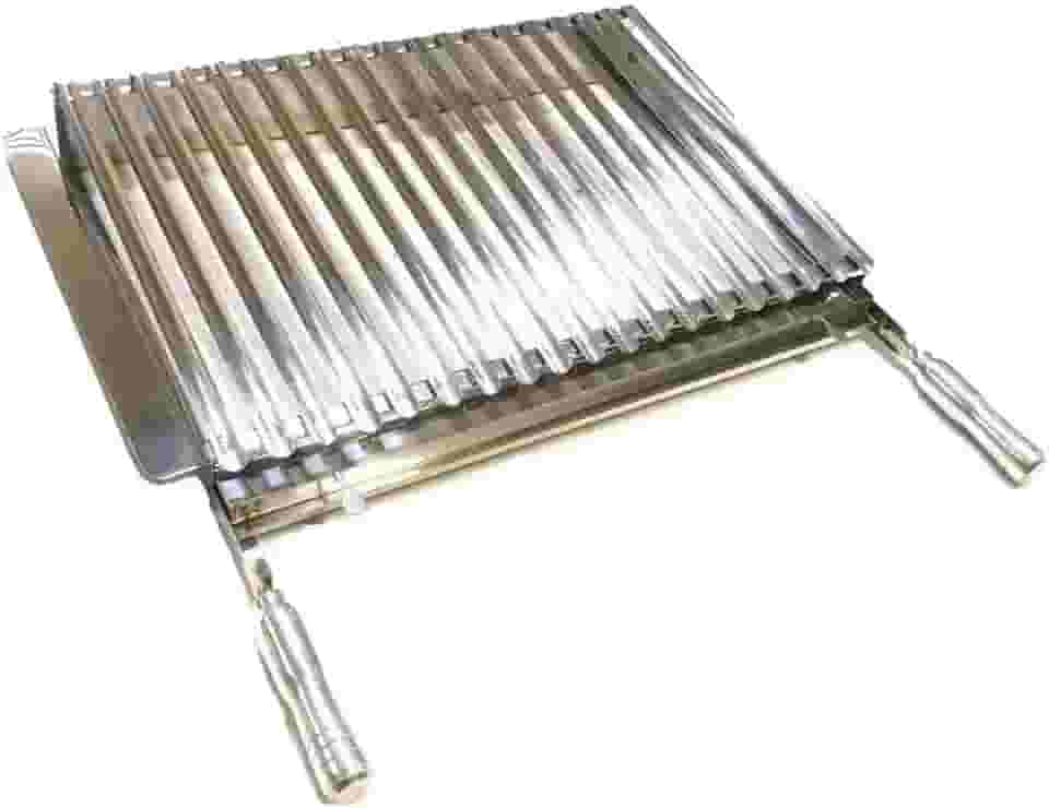 Grelha Parrilla Argentina Com Abas 57x40cm Inox Para Churrasqueira Pré-Moldada