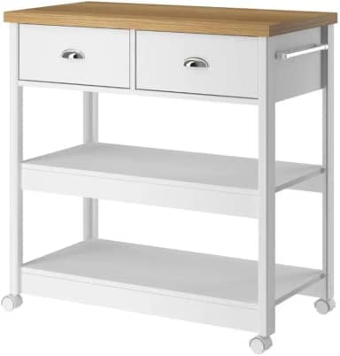 Aparador Carrinho Chá Ditália 2 Gavetas Branco Ba-135