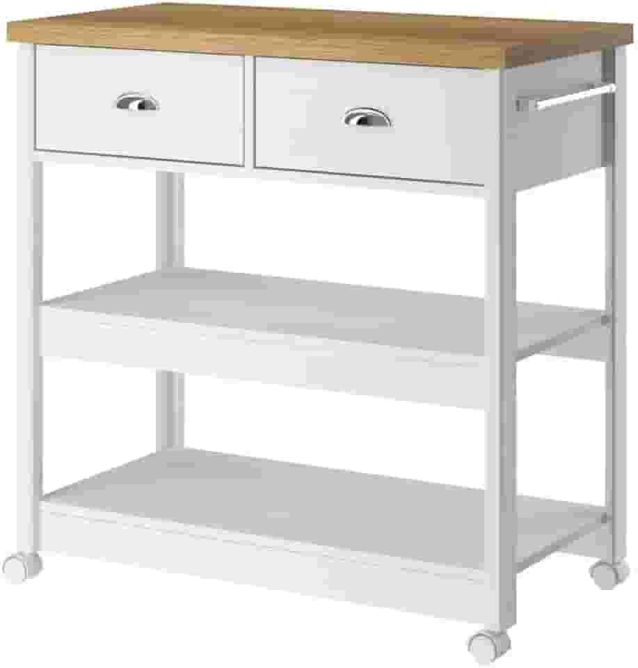 Aparador Carrinho Chá Ditália 2 Gavetas Branco Ba-135