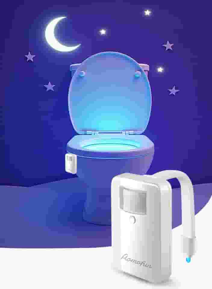 Luz noturna de vaso sanitário, 16 luzes noturnas de LED que mudam de cor com sensor ativado por movimento, dispositivo engraçado de decoração de banheiro para homens, Dia dos Pais – Novidade