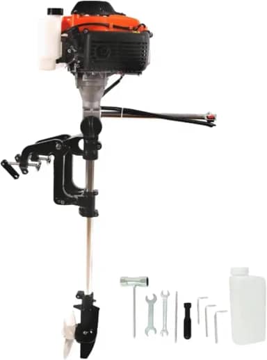 Motor de Barco 63CC 2 Tempos Gasolina Motor de Popa para Barco, Caiaque, Bote
