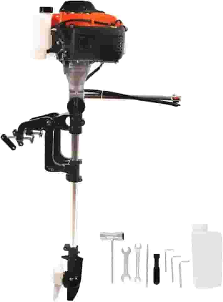 Motor de Barco 63CC 2 Tempos Gasolina Motor de Popa para Barco, Caiaque, Bote