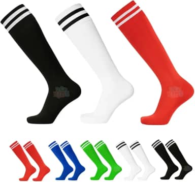 Kit 3 Pares Meião Infantil para Futebol Cores Sortidas Listras Duplas