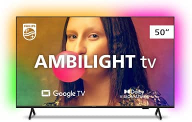 Smart TV Philips Ambilight 50' 4K 50PUG7908/78, Google TV, Comando de Voz, Dolby Vision/Atmos, VRR/ALLM, Bluetooth