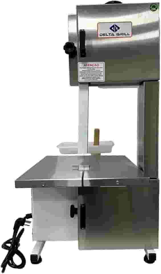 Serra Fita Com Moedor Boca Número 5 Lâmina 1,46mts Semi Inox Delta Grill Bivolt