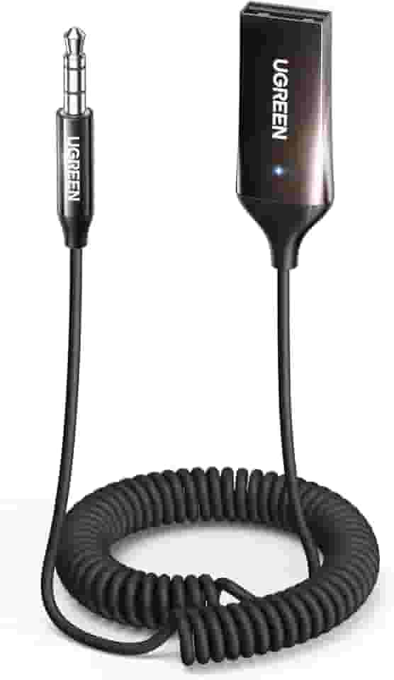 UGREEN Adaptador Bluetooth 5.3 para entrada auxiliar de carro - receptor com microfone embutido para chamadas viva-voz, compatível com alto-falante de carro e áudio doméstico