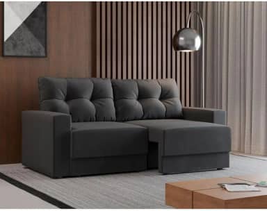 Sofá 3 Lugares Retrátil Lubeck Suede Grafite 140 cm