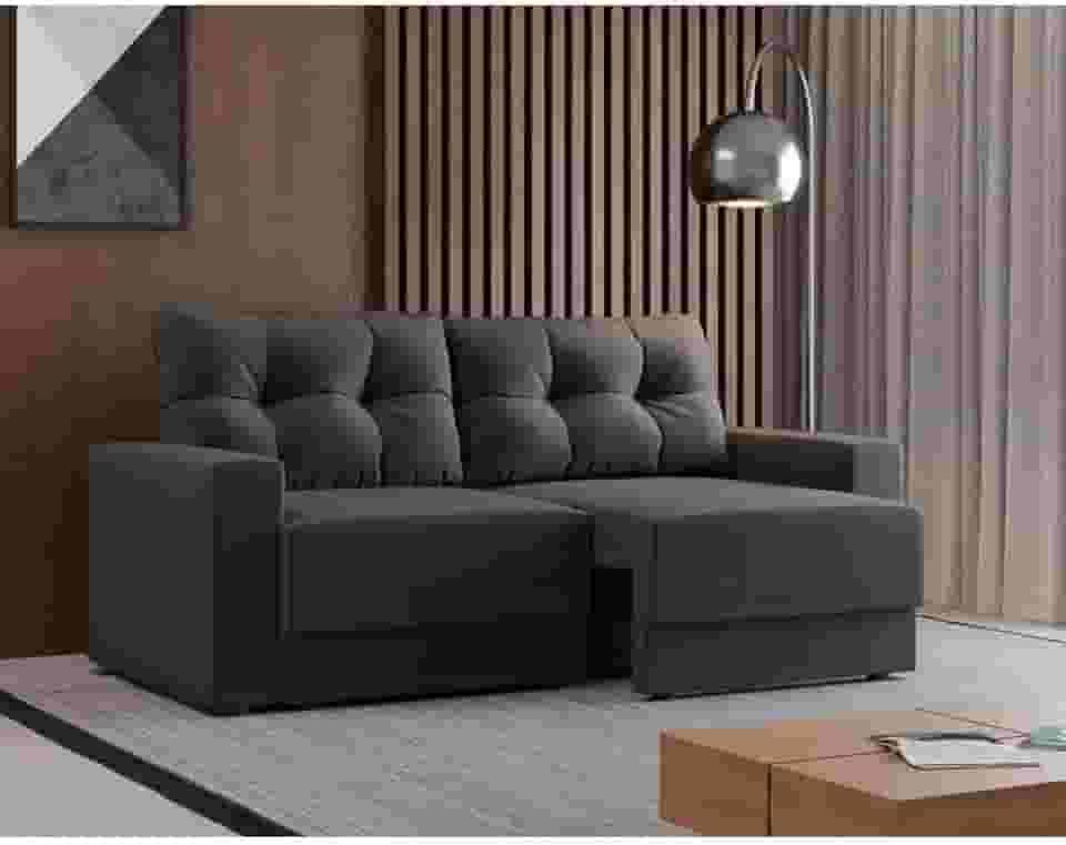 Sofá 3 Lugares Retrátil Lubeck Suede Grafite 140 cm
