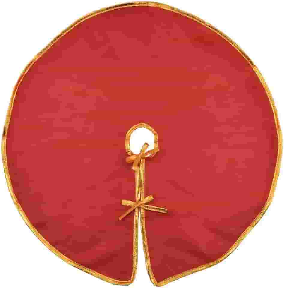 Saia para Árvore de Natal, 60 cm de Diâmetro, Decoração Natalina, Enfeite, P/Base, Design Sofisticado (Saia P/Árvore de Natal Feltro Vermelha C/Dourado)
