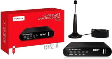Conversor Tomate 666 + Antena Digital Tomate | Kit Completo para TV Digital com Controle Remoto, Cabo HDMI, Full HD, Pronto para Instalação