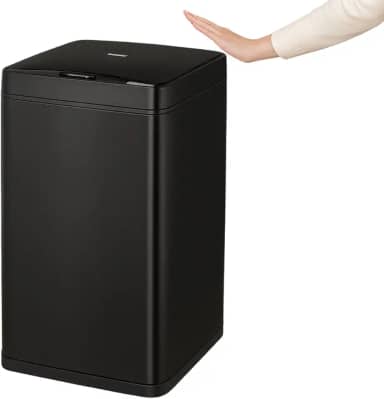 Lixeira Preta Automática com Sensor 50L Com Tampa Aço Inox Acionamento por Botão ou Sensor