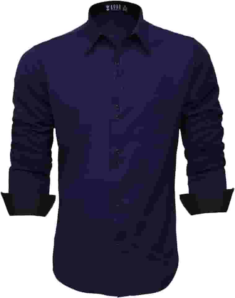 Camisa Social Masculina Manga Longa Slim Fácil Passar (P, Azul Marinho)