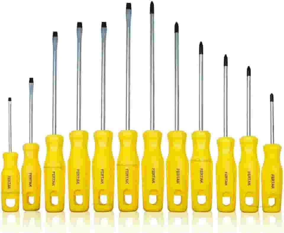 Kit Jogo Chave De Fenda E Phillips 12 Peças De Aço Profissional