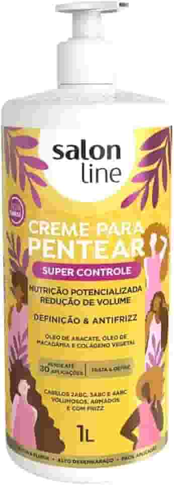 Salon Line, Creme de Pentear, Super Controle, Vegano - Para Cabelos Ondulados, Cacheados e Crespos, 1 L