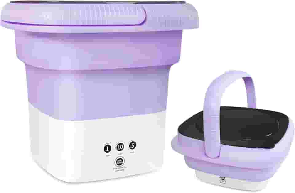 Máquina de lavar portátil, mini lavadora de 6,5 L com 3 modos de limpeza de tempo, lavadora portátil com centrifugação suave e drenagem para meias, roupas de bebê, toalhas e itens pequenos (roxo)