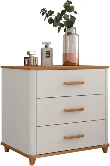 Mini Comoda Maitê 3 Gavetas Freijo/off White