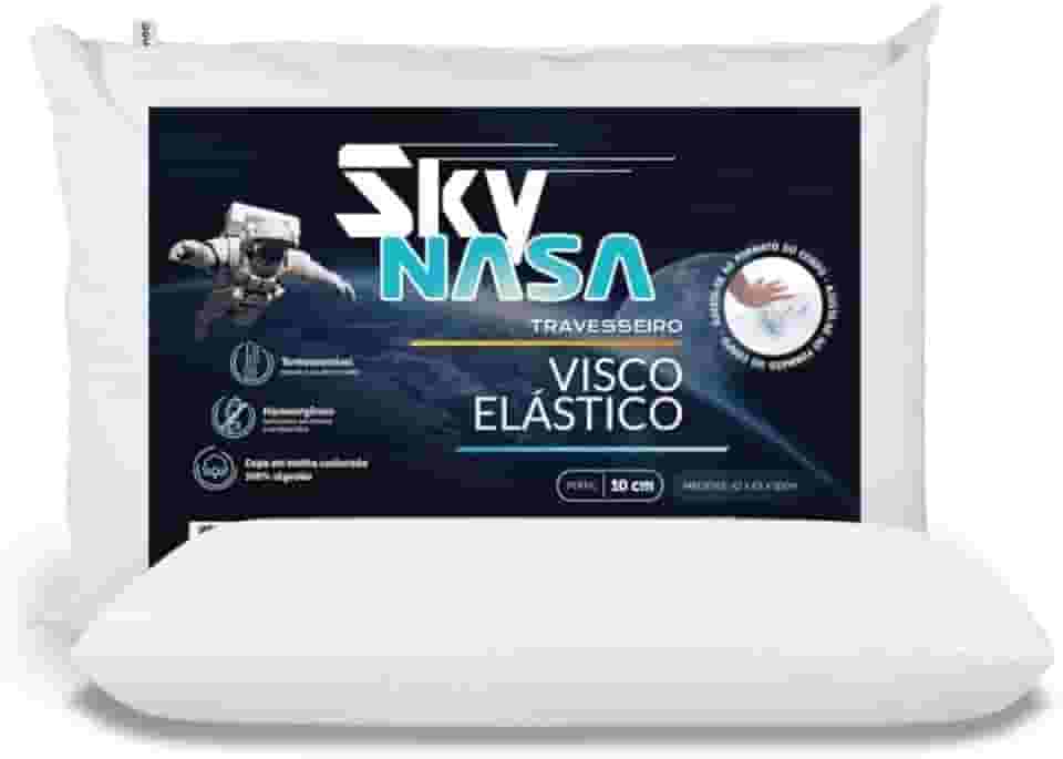 Travesseiro Sky NASA Viscoelástico Basic - Espuma D30 com Tecnologia Termossensivel - Hipoalerginico