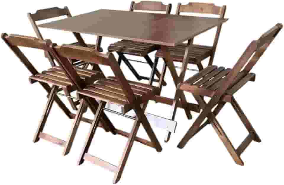 Conjunto Mesa Dobrável 1,20m com Tampo em MDF Ultra Plus e 6 Cadeiras Dobráveis Imbuia