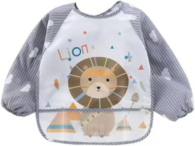 Babador Manga Longa Impermeável Cata Migalhas Animais Blw - Leão Da Selva