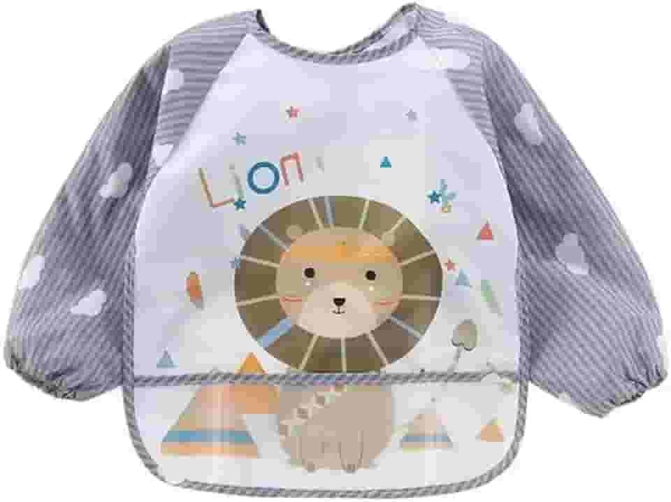 Babador Manga Longa Impermeável Cata Migalhas Animais Blw - Leão Da Selva