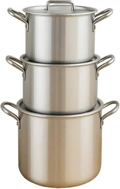Kit 3 Caçarolas de Alumínio Polido com Tampa – 4,5L 5L 7L | Panelas Reforçadas 3mm para Feijoada, Sopas e Caldos