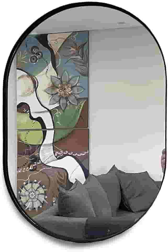 Espelho Oval 60x40cm com Moldura Cor:Preto