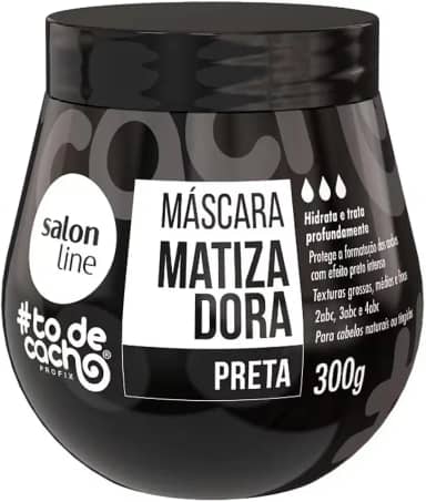 Salon Line, Máscara Matizadora Preta, #TodeCacho, Vegano - Para Cabelos Ondulados, Cacheados e Crespos, 300g